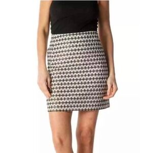 LOFT Metallic Diamond Ikat Canvas Mini Skirt‎ Black White Gold Size 0 XS